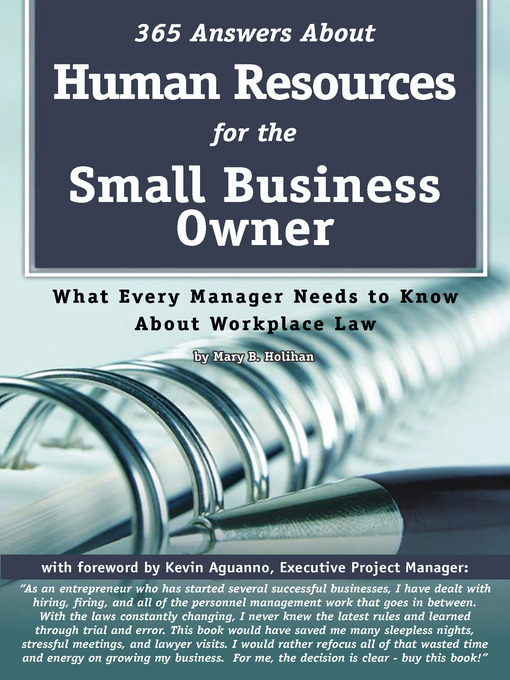 Title details for 365 Answers about Human Resources for the Small Business Owner by Mary B. Holihan - Available